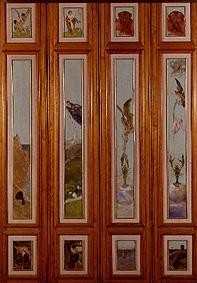 Türflügelpaare der Villa Albers. Li: Flora. Re: Raub des Ganymed von Max Klinger