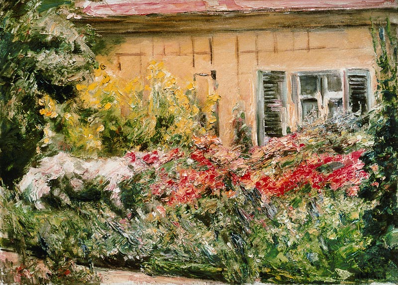 Blumenstauden am Gärtnerhäuschen nach Norden von Max Liebermann
