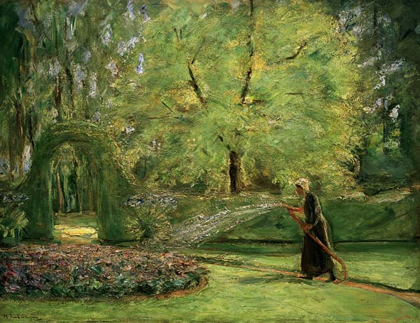 Das Rondell im Heckengarten mit Blumensprengerin von Max Liebermann