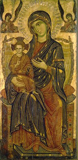 Maria mit dem Kind auf dem Thron  3 Viertel