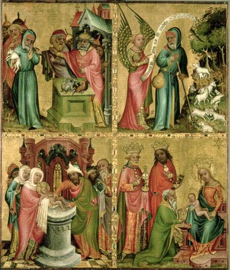 Joachim's Sacrifice, the Circumcision of Christ, the Annunciation to St. Joachim and the Adoration o von Meister Bertram