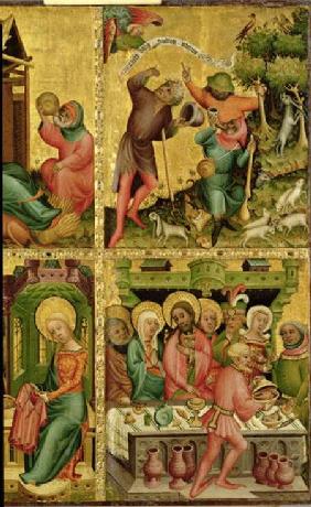 The Annunciation to the Shepherds and the Marriage at Cana, from the right wing of the Buxtehude Alt 1400-10