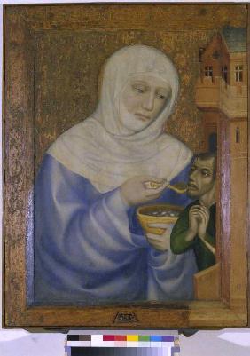 Die hl. Elisabeth speist einen Kranken um 1365