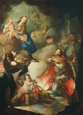 Der hl. Stephan bietet seine Krone der hl. Jungfrau an 18. Jh.