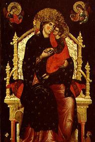 Madonna mit Kind, zwei Engeln und Stifterfiguren von Meister (Venezianischer)