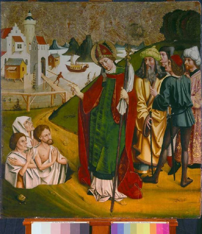 Der hl. Nikolaus erweckt drei Tote zum Leben von Meister von Okolicsnó (Ungarn)