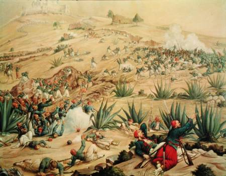 The Battle of Puebla von Mexican School