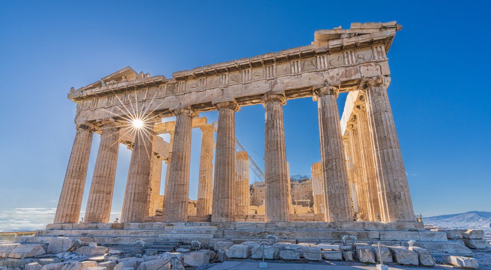 Die Akropolis von Athen und Helios (Sonne) von Michael Kalika