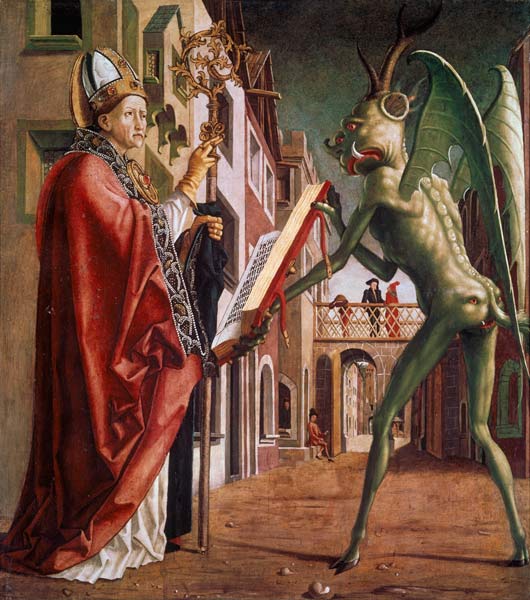 Teufel und Augustinus von Michael Pacher