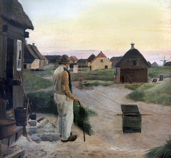 Blinder Kristian vor seinem Haus von Michael Peter Ancher