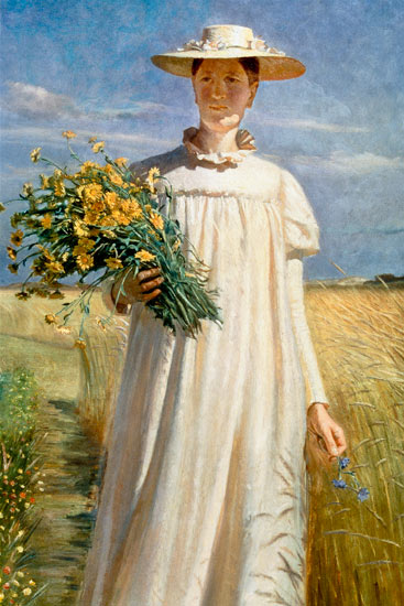 Anna Ancher returning from Flower Picking von Michael Peter Ancher