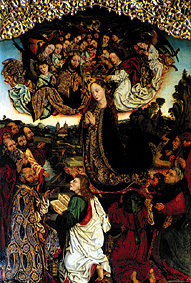 Krönung Mariae Re Flügel innen des Hochaltars in St. Jakob in Straubing von Michael Wolgemut