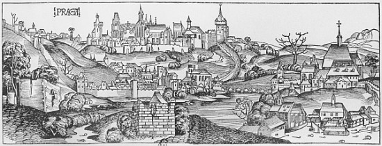 View of Prague, illustration from the ''Liber Chronicarum'' Hartmann Schedel (1440-1514) published b von Michael Wolgemuth