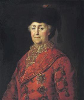 Porträt der Kaiserin Katharina II. (1729-1796) in Reisekleidung 1787