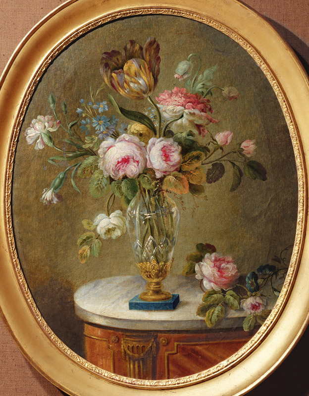 Vase of flowers on a table von Michel Bellange