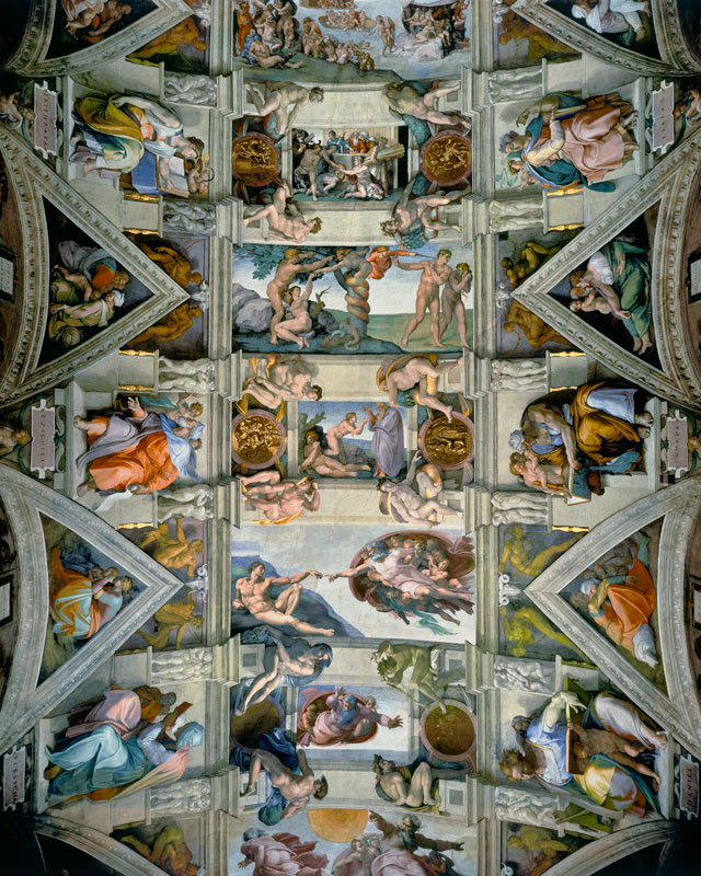 Alle Szenen der Kapellendecke der Sistinischen Kapelle. von Michelangelo (Buonarroti)
