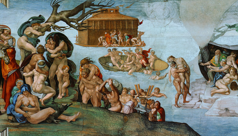 Die Sintflut (Ausschnitt Sixtinische Kapelle) von Michelangelo (Buonarroti)