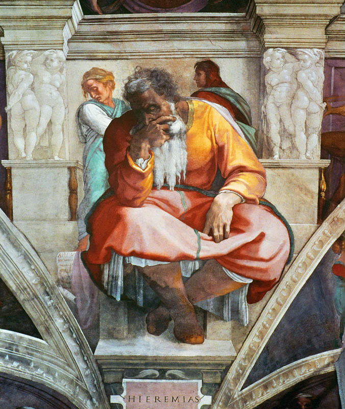 Prophets and Sibyls: Jeremiah (Sistine Chapel ceiling in the Vatican) von Michelangelo (Buonarroti)