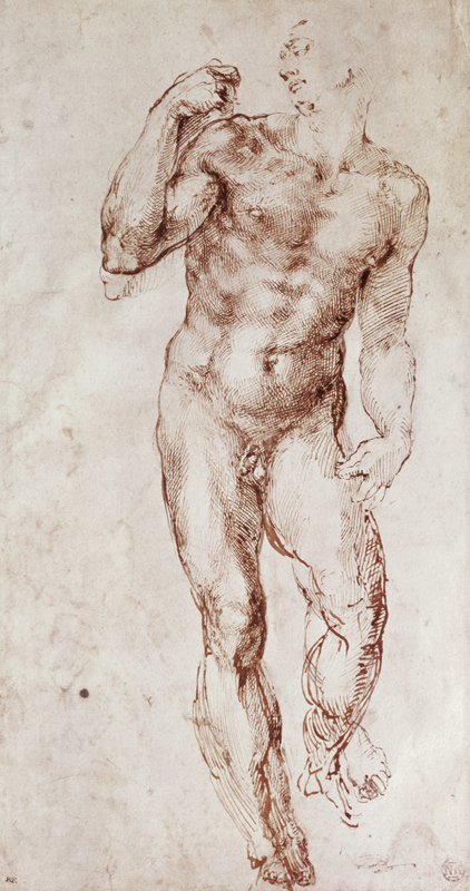 Sketch of David with his Sling von Michelangelo (Buonarroti)