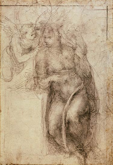 Inv.1895-9-15-516.recto (w.72) Study for the Annunciation von Michelangelo (Buonarroti)