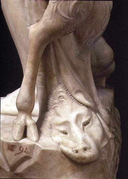 The Drunkenness of Bacchus, detail of a panther's head, sculpture by Michelangelo Buonarroti (1475-1 von Michelangelo (Buonarroti)