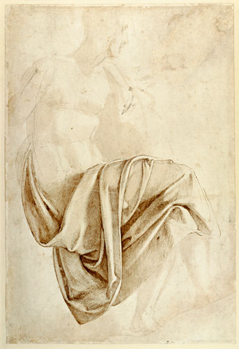 Inv. 1887-5-2-118 Recto (W.10) Study of drapery von Michelangelo (Buonarroti)