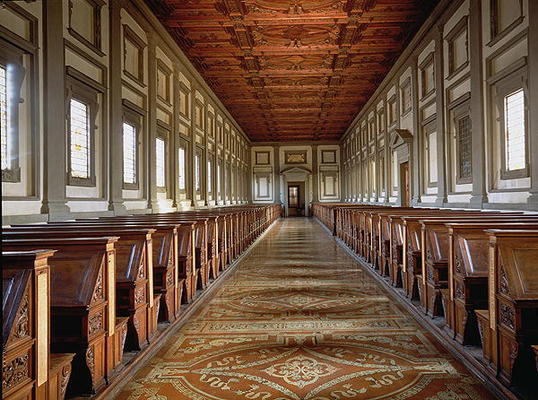 The Reading Room of the Laurentian Library, designed by Michelangelo Buonarroti (1475-1564), 1534 (p von Michelangelo (Buonarroti)