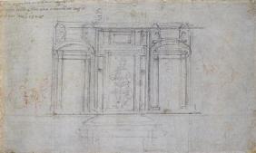 Study of the Upper Level of the Medici Tomb, 1520/1 (black & red chalk on paper) 1601
