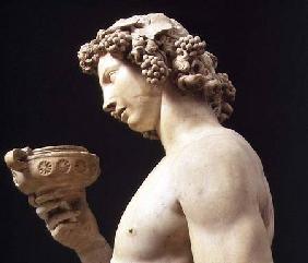The Drunkenness of Bacchus, detail of his head, sculpture by Michelangelo Buonarroti (1475-1564) 1496-97
