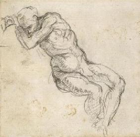 Study of a male nude, c.1511 (pen & black chalk on paper) 16th