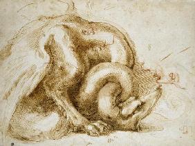 Study of a Winged Monster, c.1525 (red & black chalk on paper) 1518