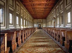 The Reading Room of the Laurentian Library, designed by Michelangelo Buonarroti (1475-1564), 1534 (p 03rd-