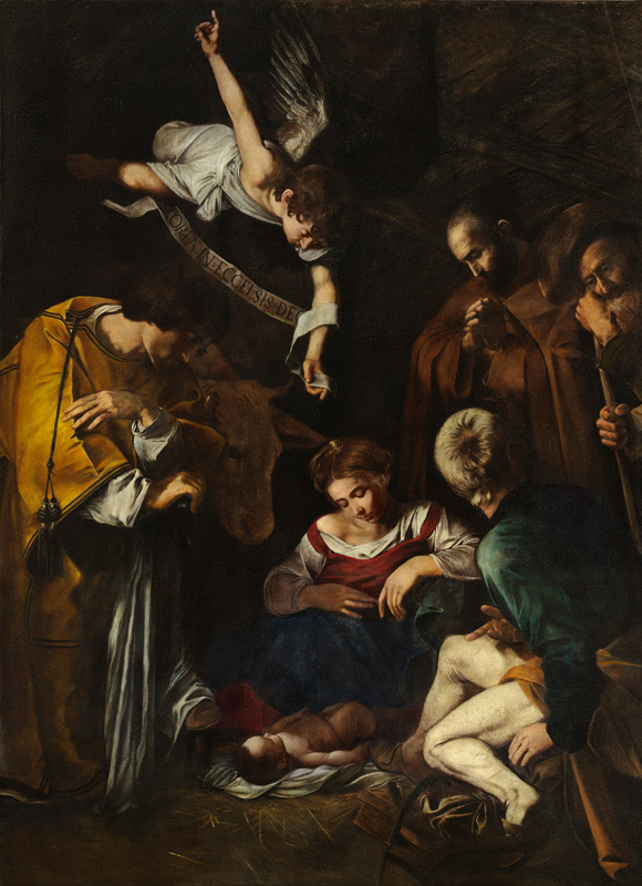 Weihnachten mit Heiligen Franz und Laurentius von Michelangelo Caravaggio
