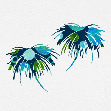 Tropische Palme,blauer Kreis,abstrakt