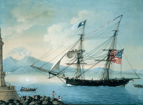Brig Attatant of Boston coming out of Naples c.1800 von Michele Felice Corne