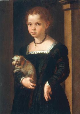 Bildnis eines kleinen Mädchens mit Hund
