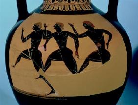 A foot-race, detail from an Attic black-figure amphora, c.520-500 BC (pottery) (for reverse see also 20th