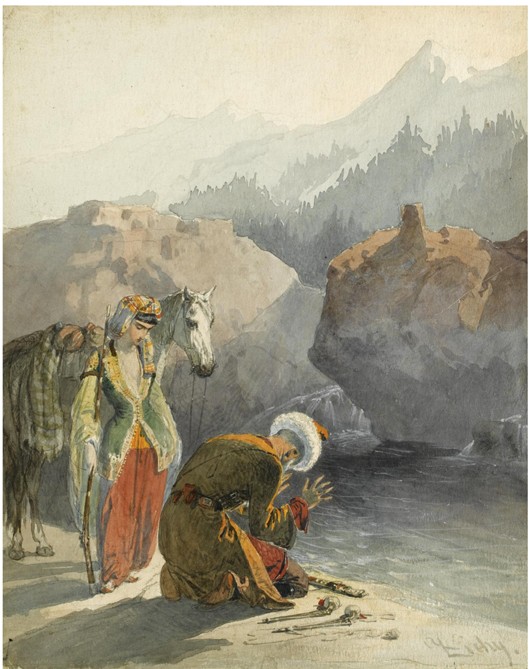 Das Gebet (Aus der Serie Scènes du Caucase) von Mihaly von Zichy