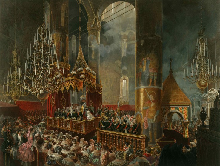 Die Krönung des Kaisers Alexander II. im Kreml am 26. August 1856 von Mihaly von Zichy