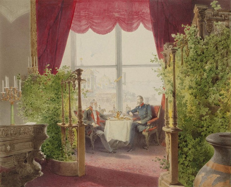 Frühstück der Kaiser Alexander II. und Wilhelm I. im Winterpalast von Mihaly von Zichy