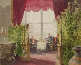Frühstück der Kaiser Alexander II. und Wilhelm I. im Winterpalast 1873