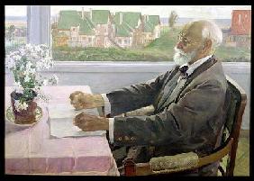 Ivan Petrovich Pavlov (1849-1936) in his House at Koltushy, near St. Petersburg 1935