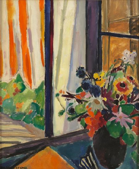Flowers before a window, c 1930