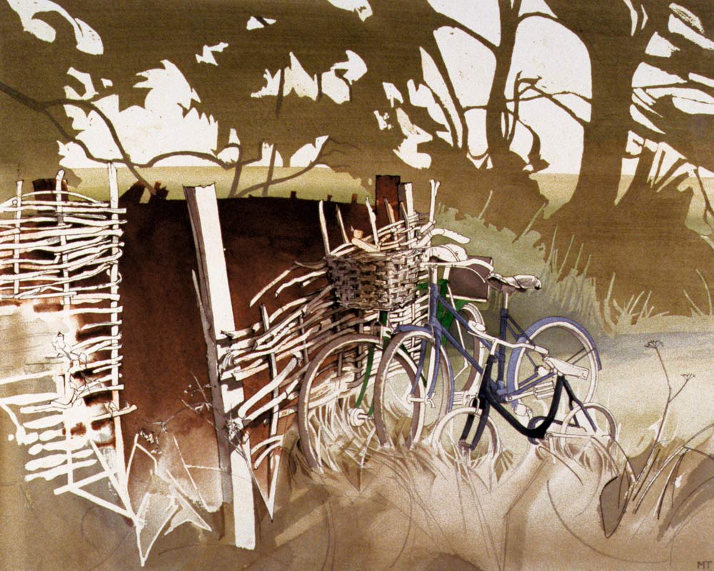 Decrepit Essex Bicycles (w/c on paper)  von Miles  Thistlethwaite