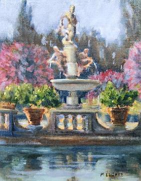 Fountain, Boboli Gardens, Florence (oil on canvas) 