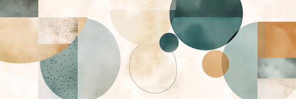 Abstrakte Kreise in verschiedenen Farben, organische Formen, glatte Linien, ruhige Aquarelle, sanfte von Miro May