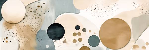 Abstrakte Wandkunst mit Kreisen in pastell Erdfarben, organische Formen, glatte Linien, ruhige Aquar von Miro May