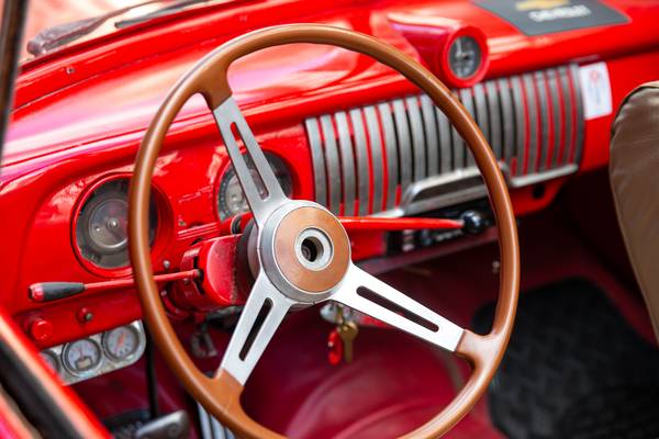 Havana, Cuba, Oldtimer, steering wheel von Miro May