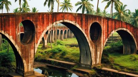 Alte Brücke in Indien. Architektur und Natur in Asien. 2023