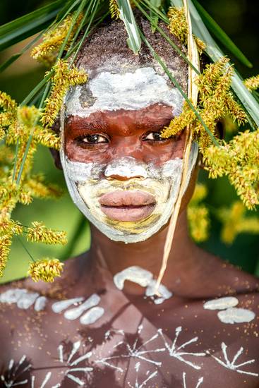 Porträt Junge aus dem Suri / Surma Stamm in Omo Valley, Äthiopien, Afrika 2016